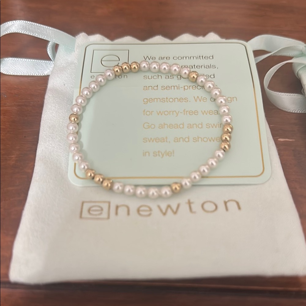 Newton Gold and White Beaded Bracelet